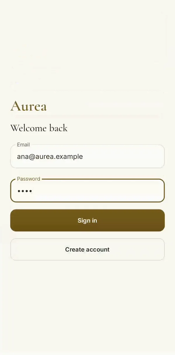 Demo app sign-in screen